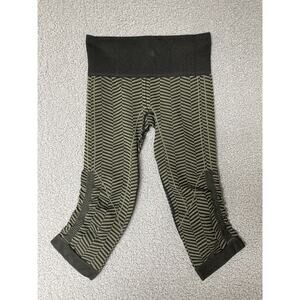 Lululemon Leggings Womens 4 black green Cropped In‎ The Flow Ruched Seamless 17"